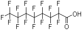 structure of CAS# 335-67-1, Pentadecafluorooctanoic acid;Perfluoroheptanecarboxylic acid; Perfluorocaprylic acid; Perfluorooctanoic acid