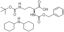 structure of CAS# 3350-13-8, N-Cbz-N'-Boc-L-2,4-Diaminobutyric acid dicyclohexylamine salt;(2S)-4-[[(1,1-Dimethylethoxy)carbonyl]amino]-2-[[(phenylmethoxy)carbonyl]amino]butanoic acid N-cyclohexylcyclohexanamine salt
