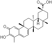 structure of CAS# 34157-83-0, Celastrol;(2R,4aS,6aS,6aR,14aS,14bR)-10-Hydroxy-2,4a,6a,6a,9,14a-hexamethyl-11-oxo-1,3,4,5,6,13,14,14b-octahydropicene-2-carboxylic acid