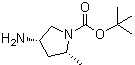结构式 CAS# 348165-60-6, (2R,4S)-4-氨基-2-甲基吡咯烷-1-羧酸叔丁酯