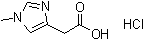 structure of CAS# 35454-39-8, 1-Methyl-4-imidazoleacetic acid hydrochloride;2-(1-Methyl-1H-imidazol-4-yl)ethanoic acid hydrochloride