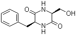 structure of CAS# 35591-00-5, Cyclo(L-phenylalanyl-L-seryl);Cyclo(-Phe-Ser); (3S,6S)-3-(Hydroxymethyl)-6-(phenylmethyl)-2,5-piperazinedione