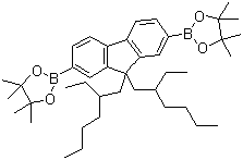 structure of CAS# 357219-41-1, 9,9-Bis(2-ethylhexyl)fluorene-2,7-bis(boronic acid pinacol ester);9,9-Bis(2-ethylhexyl)-2,7-bis(4,4,5,5-tetramethyl-1,3,2-dioxaborolan-2-yl)fluorene