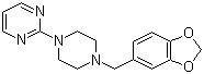 结构式 CAS# 3605-01-4, 吡贝地尔; 2-[4-(1,3-苯并间二氧杂环戊烯-5-基甲基)哌嗪-1-基]嘧啶