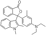 structure of CAS# 36499-49-7, 3-[2-Methyl-4-(diethylamino)phenyl]-3-(1,2-dimethyl-3-indolyl)phthalide;2-(2'-Methyl-4'-diethylaminophenyl)-3-(1',2'-dimethylindol-3'-yl)phthalide; NC Blue 3