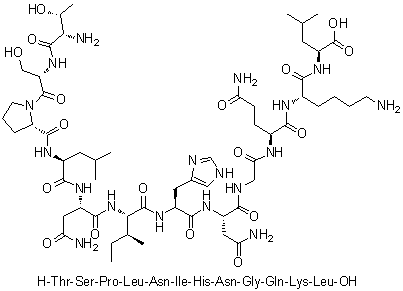 L-Threonyl-L-seryl-L-prolyl-L-leucyl-L-asparaginyl-L-isoleucyl-L-histidyl-L-asparaginylglycyl-L-glutaminyl-L-lysyl-L-leucine molecular structure (CAS 386223-83-2)