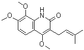 structure of CAS# 38695-41-9, Preskimmianine;4,7,8-Trimethoxy-3-(3-methyl-2-butenyl)-2-quinolone