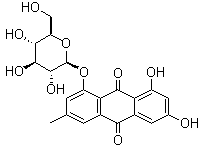 结构式 CAS# 38840-23-2, 大黄素-1-O-葡萄糖苷