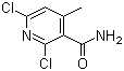 structure of CAS# 38841-54-2, 2,6-Dichloro-4-methyl-3-pyridinecarboxamide;2,6-Dichloro-4-methylnicotinamide; NSC 341976