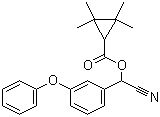structure of CAS# 39515-41-8, Fenpropathrin;2,2,3,3-Tetramethylcyclopropane carboxylic acid cyano(3-phenoxyphenyl)methyl ester; alpha-Cyano-3-phenoxybenzyl 2,2,3,3-tetramethylcyclopropanecarboxylate; Danitol