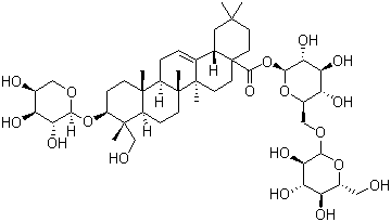 structure of CAS# 39524-08-8, Akebia saponin D;Asperosaponin VI; Hederagenin 3-O-alpha-L-arabinopyranosyl-28-beta-D-glucopyranosyl(1¡ú6)-beta-D-glucopyranoside