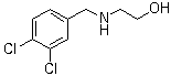 structure of CAS# 40172-06-3, 2-(3,4-Dichlorbenzylamino)ethanol;2-(3,4-Dichlorobenzylamino)ethanol; N-(3,4-Dichlorobenzyl)ethanolamine; NSC 91875