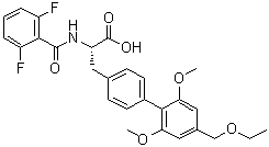 structure of CAS# 402567-16-2, Firategrast;(alphaS)-alpha-[(2,6-Difluorobenzoyl)amino]-4'-(ethoxymethyl)-2',6'-dimethoxy-[1,1'-biphenyl]-4-propanoic acid; ; SB 683699