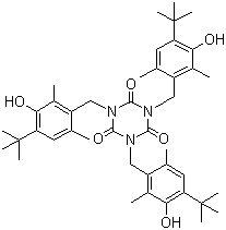structure of CAS# 40601-76-1, Tris(4-tert-butyl-3-hydroxy-2,6-dimethylbenzyl) isocyanurate;Thanox 1790; Irganox 1790; 1,3,5-Tris(4-tert-butyl-3-hydroxy-2,6-dimethylbenzyl)-1,3,5-triazine-2,4,6-(1H,3H,5H)-trione