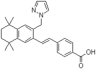 结构式 CAS# 410528-02-8, 帕罗伐汀; 4-[(1E)-2-[5,6,7,8-四氢-5,5,8,8-四甲基-3-(1H-吡唑-1-基甲基)-2-萘基]乙烯基]苯甲酸