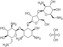 structure of CAS# 4146-30-9, Framycetin sulphate;(2R,3S,4R,5R,6R)-5-Amino-2-(aminomethyl)-6-[(1R,2R,3S,4R,6S)-4,6-diamino-2-[(2R,3R,4S,5R)-4-[(2S,3S,4S,5R,6R)-3-amino-6-(aminomethyl)-4,5-dihydroxy-oxan-2-yl]oxy-3-hydroxy-5-(hydroxymethyl)oxolan-2-yl]oxy-3-hydroxy-cyclohexyl]oxy-oxane-3,4-diol sulphate