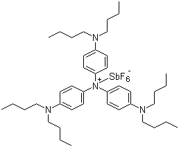 Tris[4-(dibutylamino)phenyl]ammoniumyl hexafluoroantimonate(1-) molecular structure (CAS 41494-35-3)