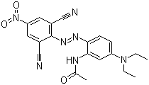 structure of CAS# 41642-51-7, Disperse Blue 165;N-(2-((2,6-Dicyano-4-nitrophenyl)azo)-5-(diethylamino)phenyl)acetamide; N-(2-((4-Nitro-2,6-dicyanophenyl)azo)-5-(diethylamino)phenyl)acetamide
