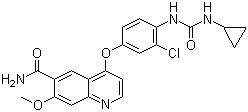 structure of CAS# 417716-92-8, 4-[3-Chloro-4-(cyclopropylaminocarbonyl)aminophenoxy]-7-methoxy-6-quinolinecarboxamide