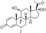 structure of CAS# 426-13-1, Fluoromethalone;9a-Fluoro-11b,17a-dihydroxy-6a-methyl-1,4-pregnadiene-3,20-dione; 11b,17a-Dihydroxy-9-fluoro-6-methyl-1,4-pregnadiene-3,20-dione