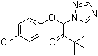 结构式 CAS# 43121-43-3, 三唑酮; 1-(4-氯苯氧基)-1-(1H-1,2,4-三唑-1-基)-3,3-二甲基丁-2-酮