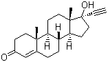 结构式 CAS# 434-03-7, 炔孕酮; 17beta-羟基-17alpha-乙炔基-雄甾-4-烯-3-酮
