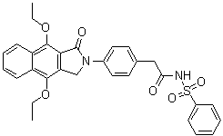 structure of CAS# 439288-66-1, GW 627368X;4-(4,9-Diethoxy-1,3-dihydro-1-oxo-2H-benz[f]isoindol-2-yl)-N-(phenylsulfonyl)benzeneacetamide