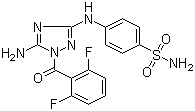 4-[[5-Amino-1-(2,6-difluorobenzoyl)-1H-1,2,4-triazol-3-yl]amino]benzenesulfonamide molecular structure (CAS 443797-96-4)