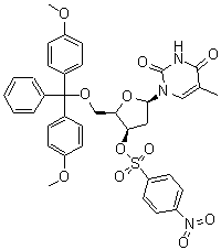 1-[5-O-[Bis(4-methoxyphenyl)phenylmethyl]-2-deoxy-3-O-[(4-nitrophenyl)sulfonyl]-beta-D-threo-pentofuranosyl]-5-methyl-2,4(1H,3H)-pyrimidinedione molecular structure (CAS 444717-20-8)