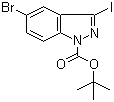 structure of CAS# 459133-68-7, tert-Butyl 5-bromo-3-iodo-1H-indazole-1-carboxylate;5-Bromo-3-iodo-1H-Indazole-1-carboxylic acid 1,1-dimethylethyl ester