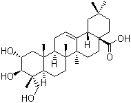 结构式 CAS# 465-00-9, 阿江榄仁酸; 2,3,23-三羟基齐墩果-12-烯-28-酸