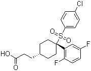 结构式 CAS# 471905-41-6, MK-0752; 顺式-4-[(4-氯苯基)磺酰基]-4-(2,5-二氟苯基)环己烷丙酸