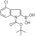结构式 CAS# 475102-11-5, 1-叔丁氧羰基-4-氯吲哚-2-硼酸