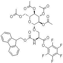 N-[(9H-Fluoren-9-ylmethoxy)carbonyl]-O-(2,3,4,6-tetra-O-acetyl-beta-D-glucopyranosyl)-L-serine pentafluorophenyl ester molecular structure (CAS 478062-63-4)