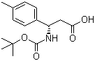 结构式 CAS# 479064-97-6, Boc-(R)-4-甲基-beta-苯丙氨酸; N-叔丁氧羰基-(R)-3-氨基-3-(4-甲基苯基)丙酸