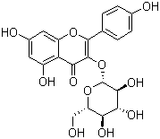 structure of CAS# 480-10-4, Astragalin;Kaempferol 3-O-beta-D-glucopyranoside; 5,7-Dihydroxy-2-(4-hydroxyphenyl)-3-[(2S,3R,4S,5S,6R)-3,4,5-trihydroxy-6-(hydroxymethyl)oxan-2-yl]oxychromen-4-one