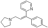 结构式 CAS# 486-12-4, 曲普立定; 曲普利啶; 2-[(E)-1-(4-甲基苯基)-3-(1-吡咯烷基)-1-丙烯基]吡啶