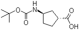 structure of CAS# 489446-85-7, (1R,3R)-N-Boc-1-aminocyclopentane-3-carboxylic acid;(1R,3R)-N-tert-Butoxycarbonyl-1-aminocyclopentane-3-carboxylic acid