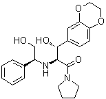 1-[(2S,3R)-3-(2,3-Dihydro-1,4-benzodioxin-6-yl)-3-hydroxy-2-[[(1S)-2-hydroxy-1-phenylethyl]amino]-1-oxopropyl]pyrrolidine molecular structure (CAS 491833-26-2)