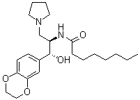 structure of CAS# 491833-29-5, Eliglustat;N-[(1R,2R)-2-(2,3-Dihydro-1,4-benzodioxin-6-yl)-2-hydroxy-1-(1-pyrrolidinylmethyl)ethyl]-octanamide