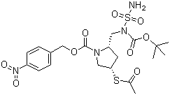 structure of CAS# 491878-06-9, Doripenem side-chain;4-Nitrobenzyl (2S,4S)-4-acetylthio-2-[[N-sulfamoyl-N-(tert-butoxycarbonyl)amino]methyl]pyrrolidine-1-carboxylate