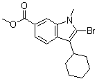 结构式 CAS# 494799-22-3, 2-溴-3-环己基-1-甲基-6-吲哚羧酸甲酯
