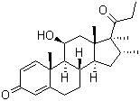 structure of CAS# 49697-38-3, Rimexolone;(11b,16a,17b)-11-Hydroxy-16,17-dimethyl-17-(1-oxopropyl)androsta-1,4-dien-3-one