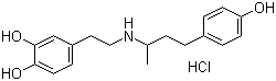 结构式 CAS# 49745-95-1, 盐酸多巴酚丁胺; 4-[2-[[1-甲基-3-(4-羟基苯基)丙基]氨基]乙基]-1,2-苯二酚盐酸盐