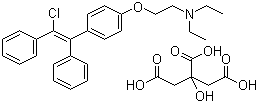 结构式 CAS# 50-41-9, 枸橼酸氯米芬; N,N-二乙基-2-[4-(1,2-二苯基-2-氯乙烯基)苯氧基]乙胺枸橼酸盐