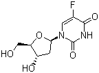 structure of CAS# 50-91-9, Floxuridine;Fluorodeoxyuridine; Fluoruridine deoxyribose; 2'-Deoxy-5-fluorouridine; (+)-5-Fluoro-2'-deoxyuridine