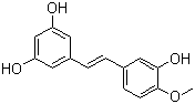结构式 CAS# 500-65-2, 丹叶大黄素; (E)-5-[2-(3-羟基-4-甲氧基苯基)乙烯基]-1,3-苯二酚