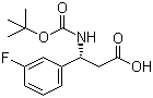 结构式 CAS# 500789-04-8, Boc-(R)-3-氨基-3-(3-氟苯基)丙酸; N-叔丁氧羰基-(R)-3-氨基-3-(3-氟苯基)丙酸