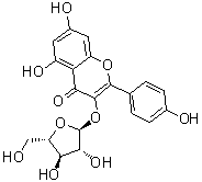 结构式 CAS# 5041-67-8, 山柰酚 3-O-alpha-L-阿拉伯呋喃糖苷