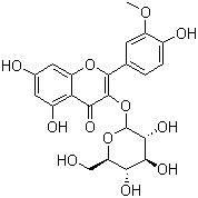结构式 CAS# 5041-82-7, 异鼠李素-3-O-葡萄糖苷; 异鼠李素-3-O-beta-D-吡喃葡萄糖苷